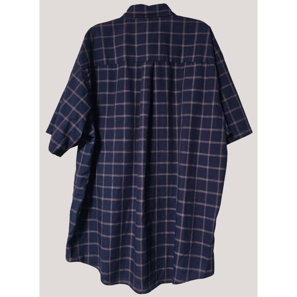 Cherokee Mens Short Sleeve Button-Up Blue Navy Plaid Shirt L - Picture 3 of 7